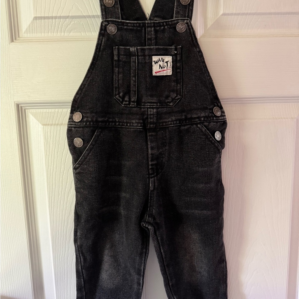 Kids Black Denim Overalls